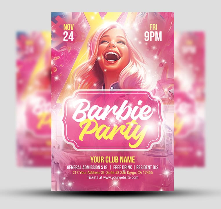 Barbie Party Flyer 1