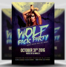 Halloween Wolf Pack Party Flyer